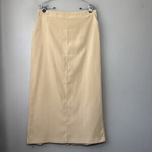 David Brooks Skirt Size 12 Neutral Tan Faux Suede Minimalist Modest Straight